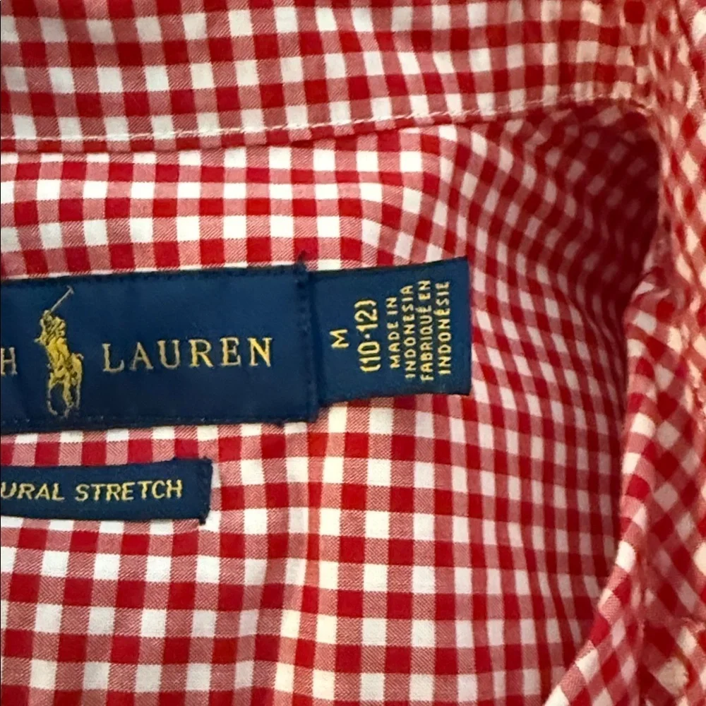 Ralph Lauren boys oxford shirt red/white gingham sizes small, medium & large